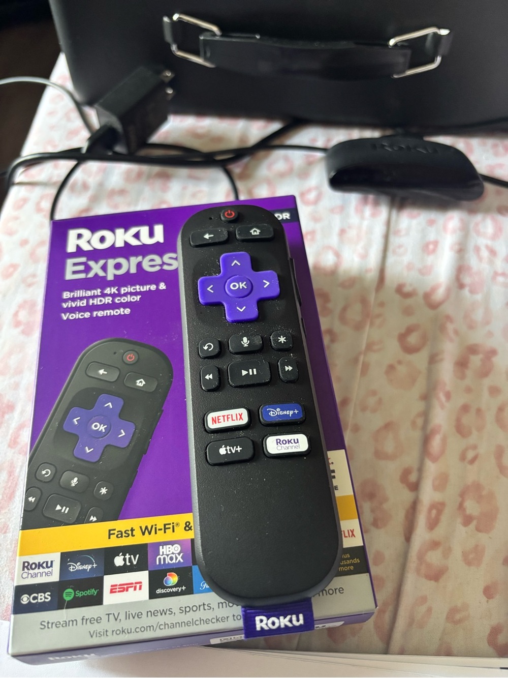 Roku Express Voice Remote with Purple D-pad - Black Body